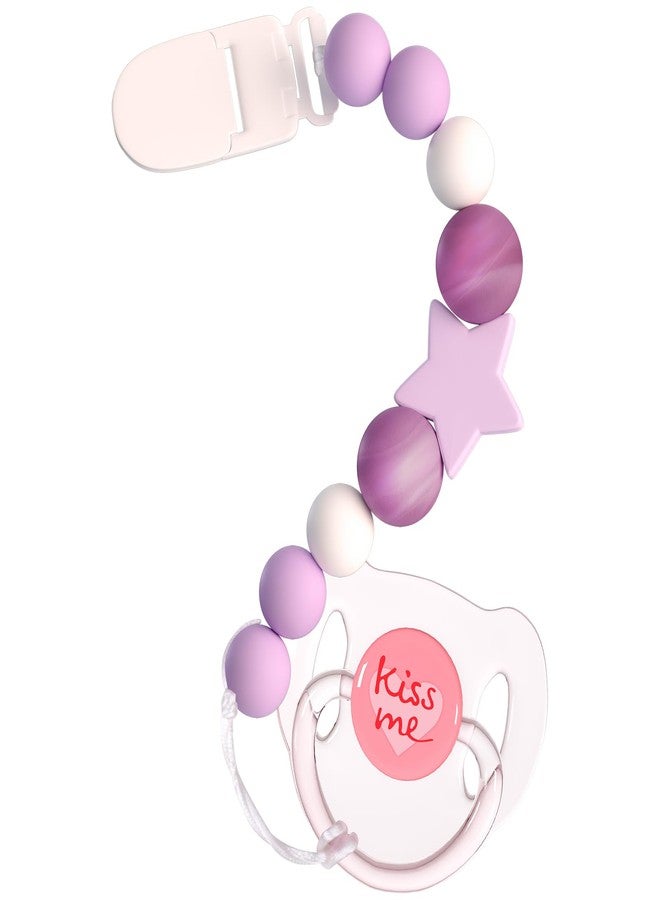 Aori Pacifier Clips for Rebron Baby Dolls Holders Silicone Chain with Magnetic Pacifier -Purple - Image 1